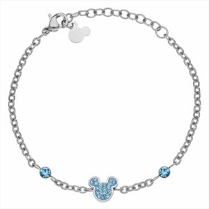 PULSERA ACERO PLATEADO MINNIE PIEDRAS CELESTES