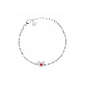 PULSERA ACERO PLATEADO CORAZON ROJO MINNIE