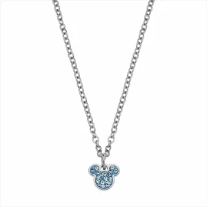 COLGANTE ACERO PLATEADO PIEDRAS CELESTE MICKEY DISNEY