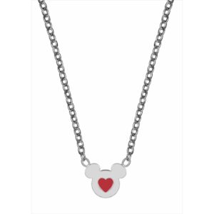 GARGANTILLA ACERO PLATEADO MICKEY CORAZON ROJO DISNEY