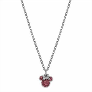 GARGANTILLA ACERO PLATEADA MINNIE PIEDRAS ROJAS DISNEY