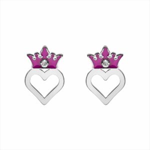PENDIENTES ACERO PLATEADO CORONA PRINCESAS DISNEY