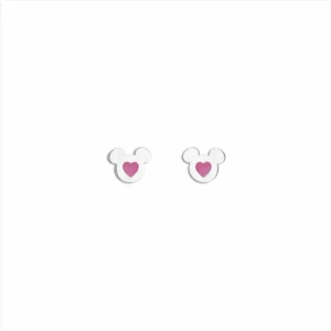 PENDIENTES ACERO PLATEADO CORAZON ROSA MICKEI DISNEY