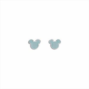 PENDIENTES DE ACERO PLATEADO ESMALTE CELESTE MICKEI DISNEY