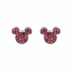 PENDIENTES ACERO PLATEADO PIEDRAS ROJAS MICKEY DISNEY