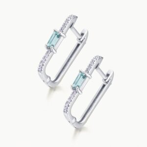 PENDIENTES ORO BLANCO DIAMANTES Y TOPACIO AZUL