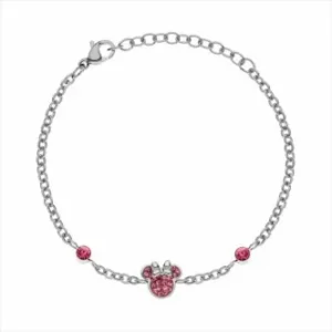 PULSERA ACERO PLATEADA PIEDRAS ROSAS MINNIE DISNEY